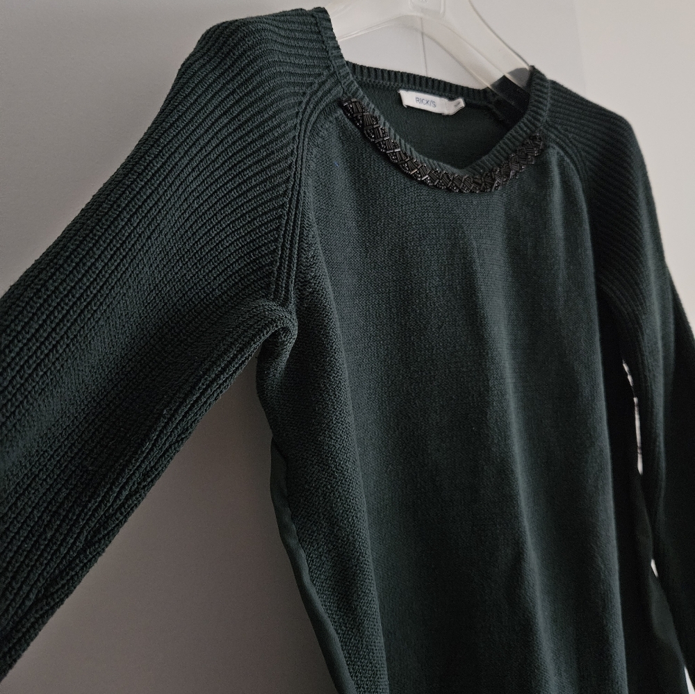 Ricki's S gorgeous Bejeweled Knit Top Pullover Sweater Hi-Lo Cotton Blend Small - Picture 7 of 11